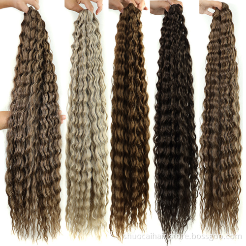 Soft Long Water Wave Crochet Hair Synthetic Goddess Braiding Hair Natural Wavy Ombre Blonde Hair Extensions